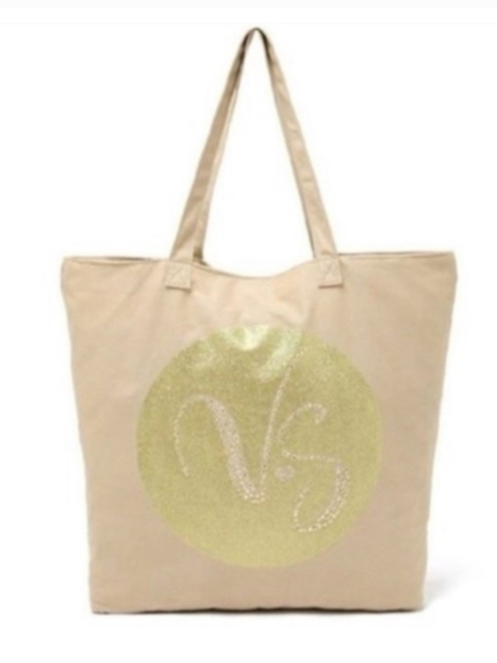 VTG 2013 Victoria's Secret Gold Rhinestone Canvas Beach Tote Bag New
